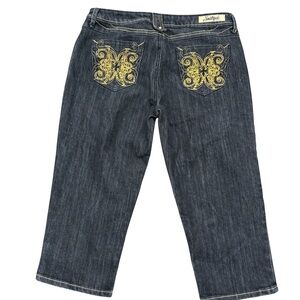 Southpole Y2K Gold Embroidered Denim Capris Size 11